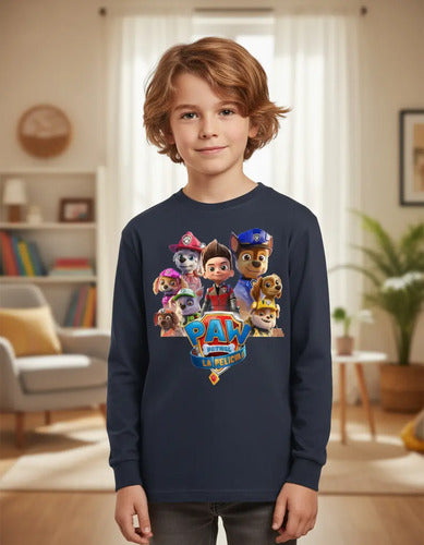 Polera Manga Larga Algodón Niños Paw Patrol Pelicula