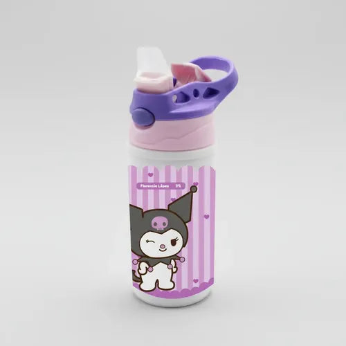 Botella Agua Colegio Kuromi Personalizada Niñas Blanco
