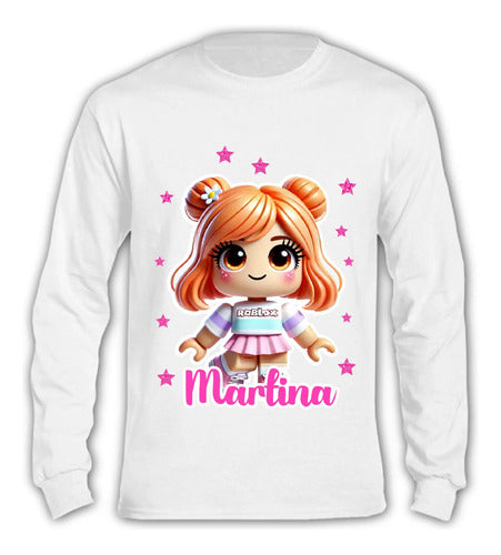 Polera Larga Roblox Personalizada Niñas Algodón D2