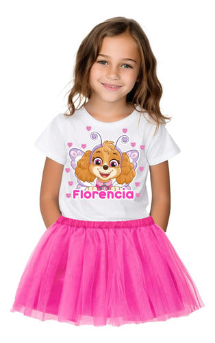 Disfraz Vestido Skye Paw Patrol Hada Personalizado Polera + Tutú Niñas