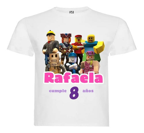 Polera Roblox Niña Cumpleaños Personalizada Algodón 100%
