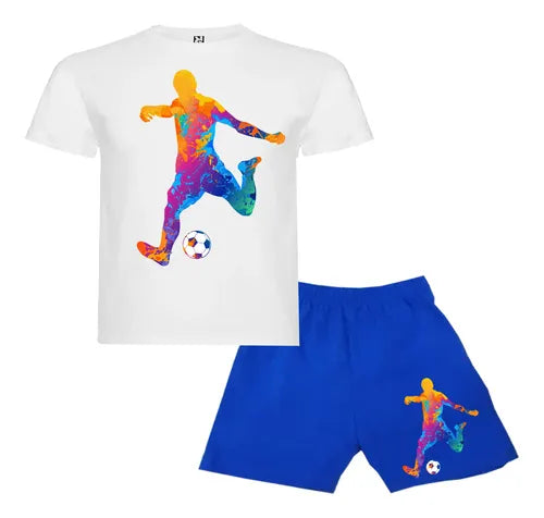 Pijama Corto Niños Algodon Futbol Silueta