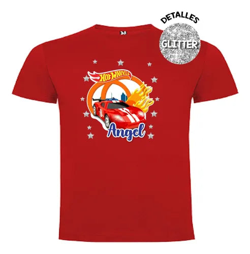 Polera Hot Wheels Personalizada  Algodón 100% Manga Corta