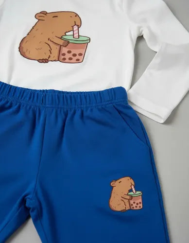 Pijama Largo Niñas Algodon Capibara Bebida Capybara
