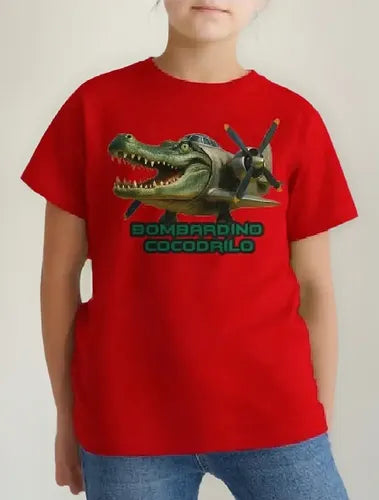 Polera Color Algodón 100% Niños Bombardiro Crocodilo Brainro
