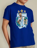 Polera Color Algodón 100% Niños Messi Argentina Campeón