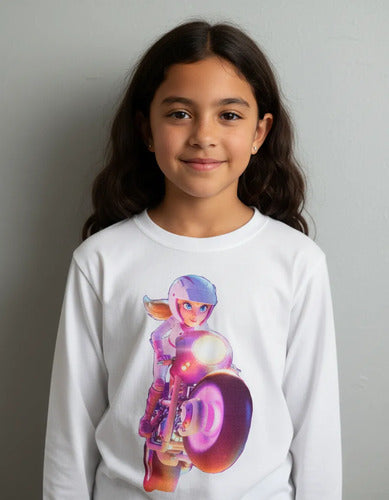 Camiseta Polar Manga Larga Polera Niñas Princesa Peach Movie