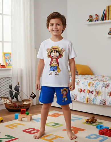 Pijama Corto Niños Algodon Luffy One Piece