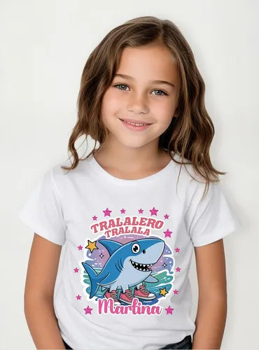 Polera Tralalero Tralala Niñas Personalizada Algodón 100%