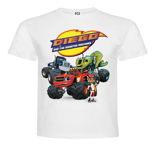 Polera Estampada Niño Cumpleaños Blaze And The Monster Machine