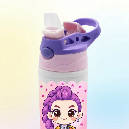 Botella Agua Huntrix Demon Hunters K Pop Rumi Blanco
