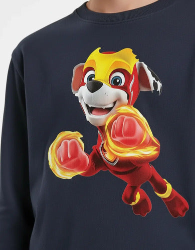 Polera Manga Larga Algodón Niños Marshall Mighty Paw Patrol