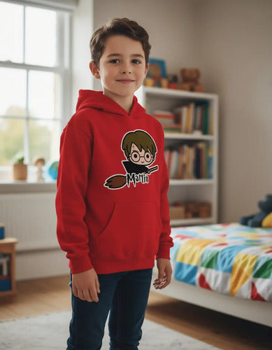 Polerón Harry Potter En Escoba Personalizado Niños Y Niñas