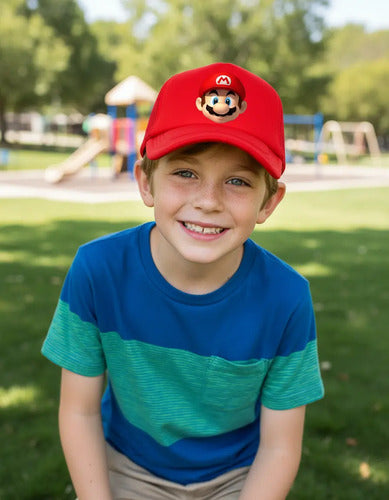 Jockey Gorro Niños Mario Bros Cara Regalo Navidad Rojo 2-12