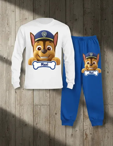 Pijama Largo Chase Paw Patrol Niños Personalizado Algodón 2