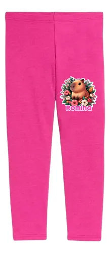 Polera Y Calza Larga Capibara Flores Conjunto Personalizado