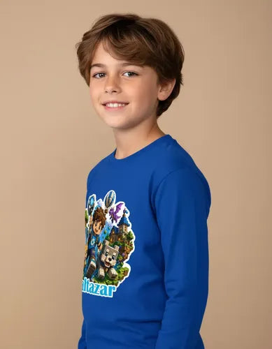 Polera Algodon Manga Larga Videojuego Personalizada Niño