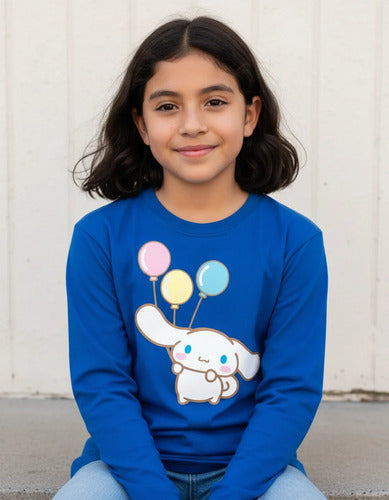 Polera Manga Larga Algodón Niñas Cinnamoroll Globos