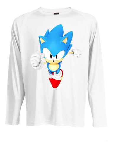 Camiseta Polar Manga Larga Polera Niño Sonic Corriendo
