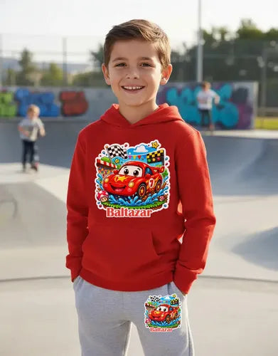 Buzo Auto Car Rojo Personalizado Niños Conjunto Deportivo 2