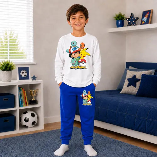 Pijama Largo Pokemonpersonalizado Algodón Niños
