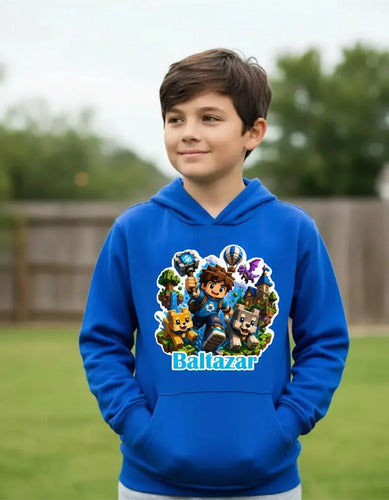 Polerón Canguro Videojuegos Bloques Pixel Niño Personalizado