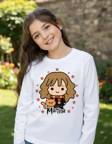 Polera Larga Hermione Granger Personalizada Niñas Algodón