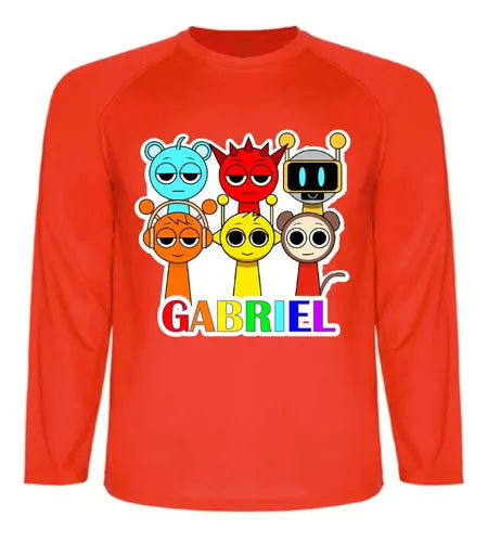 Polera Sprunki Personalizada Niños Manga Larga 100% Algodon