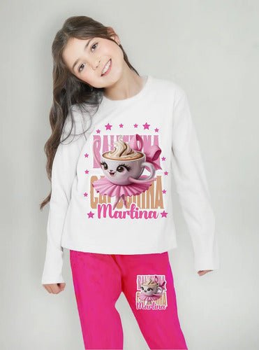 Pijama Largo Ballerina Capuccina Personalizado Algodón