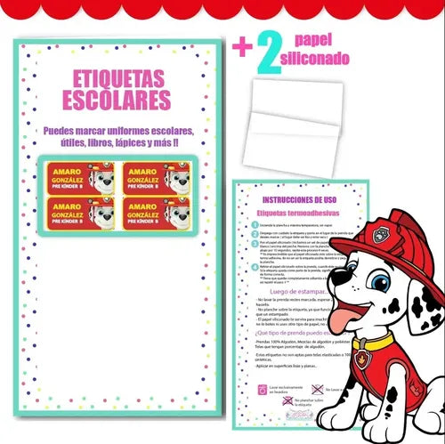 Etiquetas Para Marcar Ropa Y Utiles Escolares Paw Patrol