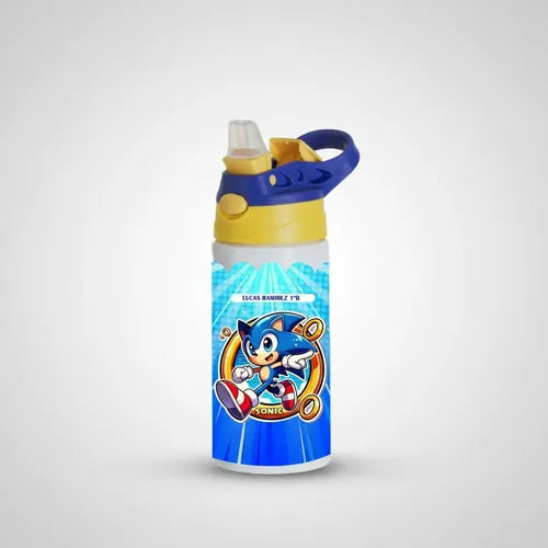 Botella Agua Colegio Sonic Personalizada Niños D1