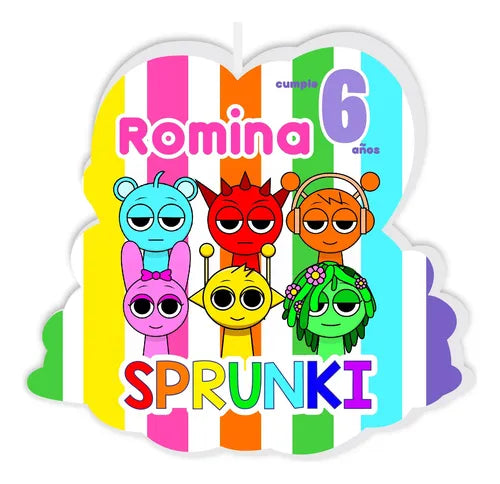 Vela De Cumpleaños Sprunki Personalizada Niñas