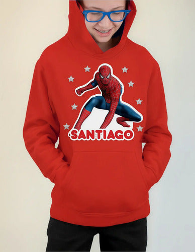Polerón Canguro Spiderman Personalizado Niños Algodón