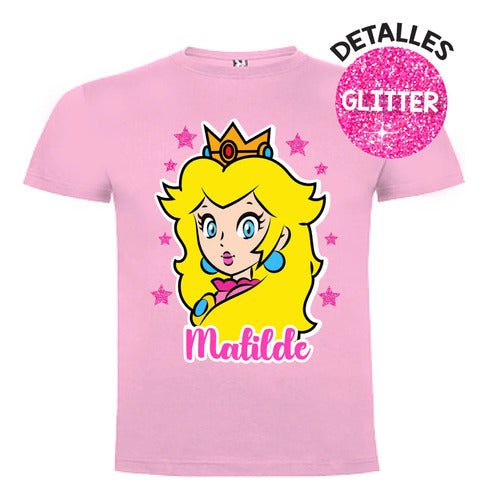 Polera Princesa Peach Niñas Algodón 100% Personalizada