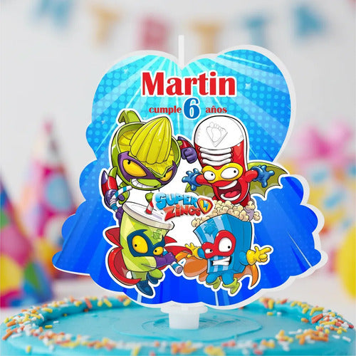 Vela De Cumpleaños Super Zing Personalizada Niños Decorativa