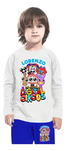 Pijama Largo Circo Digital Niños Personalizado Algodon D1