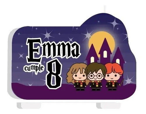 Vela De Cumpleaños Harry Potter Y Amigos Personalizada