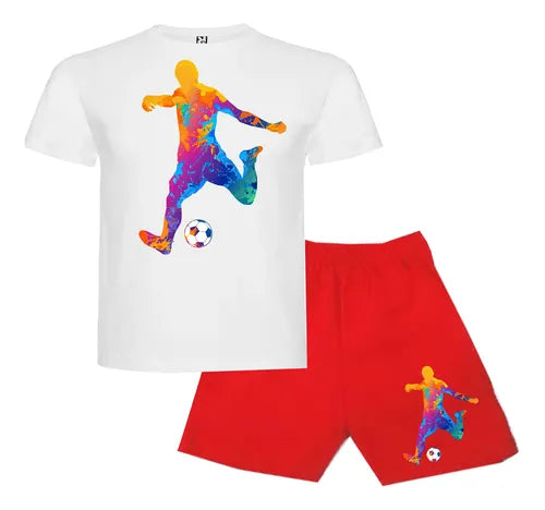 Pijama Corto Niños Algodon Futbol Silueta