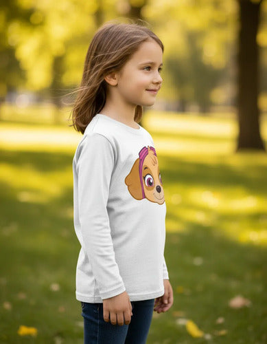 Camiseta Polar Manga Larga Polera Niñas Skye Paw Cabeza