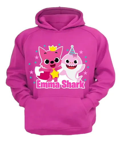Polerón Baby Shark Rosado Pink Fong Personalizado Niñas  Algodón