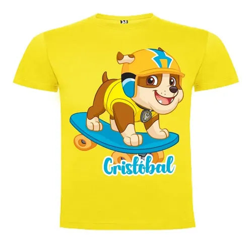 Polera Rubble Paw Patrol Niños Personalizada Algodón 100% 2