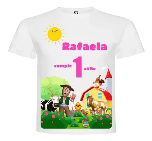 Polera Estampada Niña Cumpleaños La Granja De Zenon  Blanco