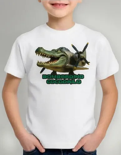 Polera Color Algodón 100% Niños Bombardiro Crocodilo Brainro