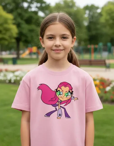 Polera Led Algodón 100% Starfire Jovenes Titanes Niñas