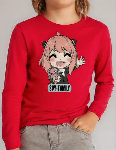 Polera Manga Larga Algodón Niñas Anya Spy X Family Cat