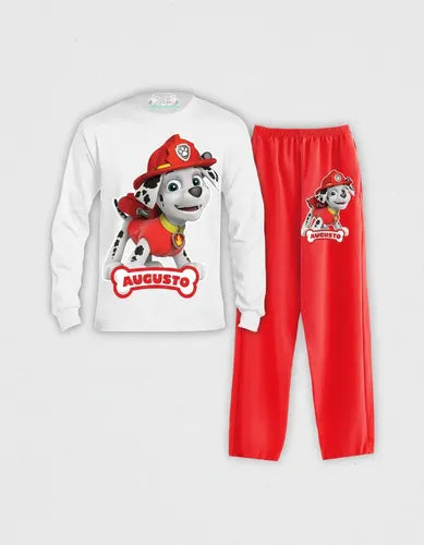 Pijama Largo Marshall Paw Patrol Personalizado 100% Algodón