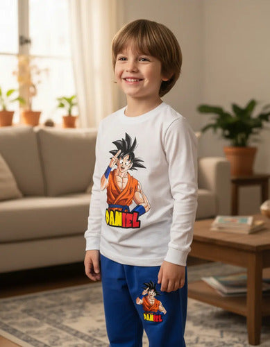 Pijama Largo Goku Dragon Ball Z Algodón Niños Personalizado