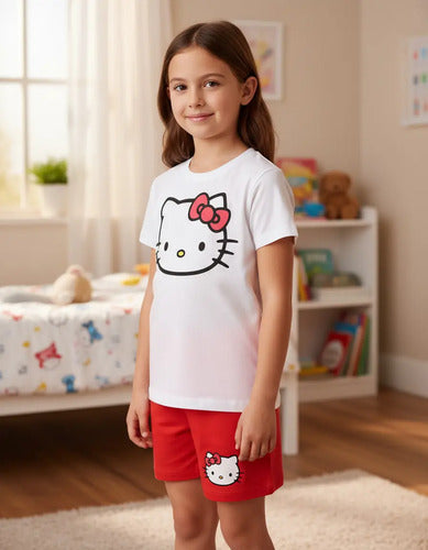 Pijama Corto Niñas Algodon Gatita Kitty