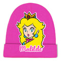 Gorro Lana Princesa Peach Mario Bros Personalizado Niñas D1 Rosa Talla Niñas