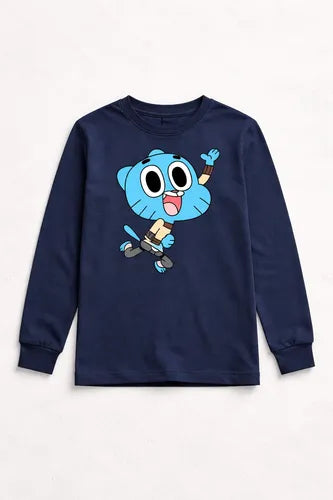 Polera Manga Larga Algodón Niños Gumball